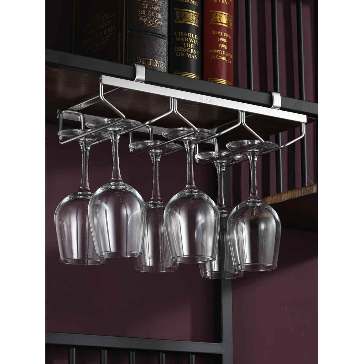 经典橱柜客厅收纳倒挂可定制红酒杯架欧式红洒杯架悬挂式家用4槽