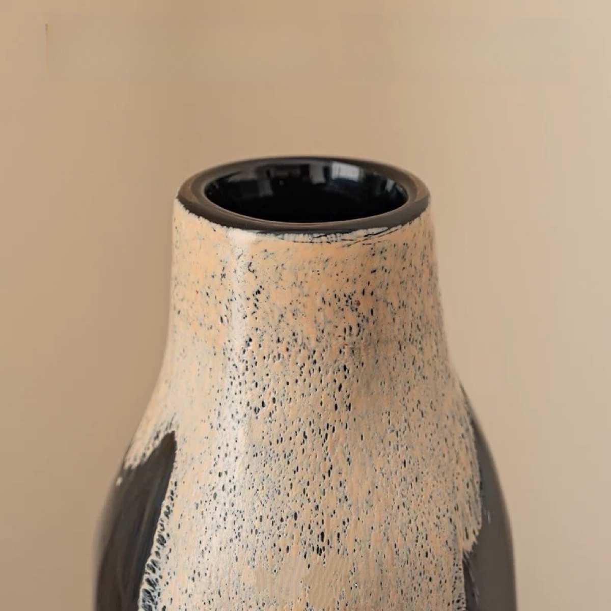 诧寂风格干花花器复古风黑棕色插干枝莲蓬陶瓷花瓶家居装饰品玻璃