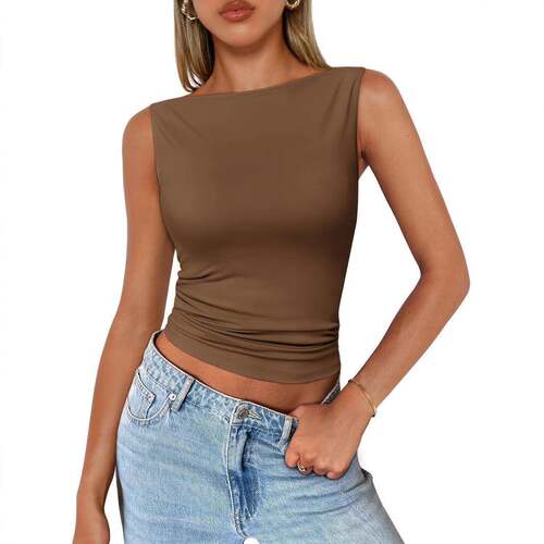 Imily Bela Essentials Womens Boat Neck Tank Tops Summer