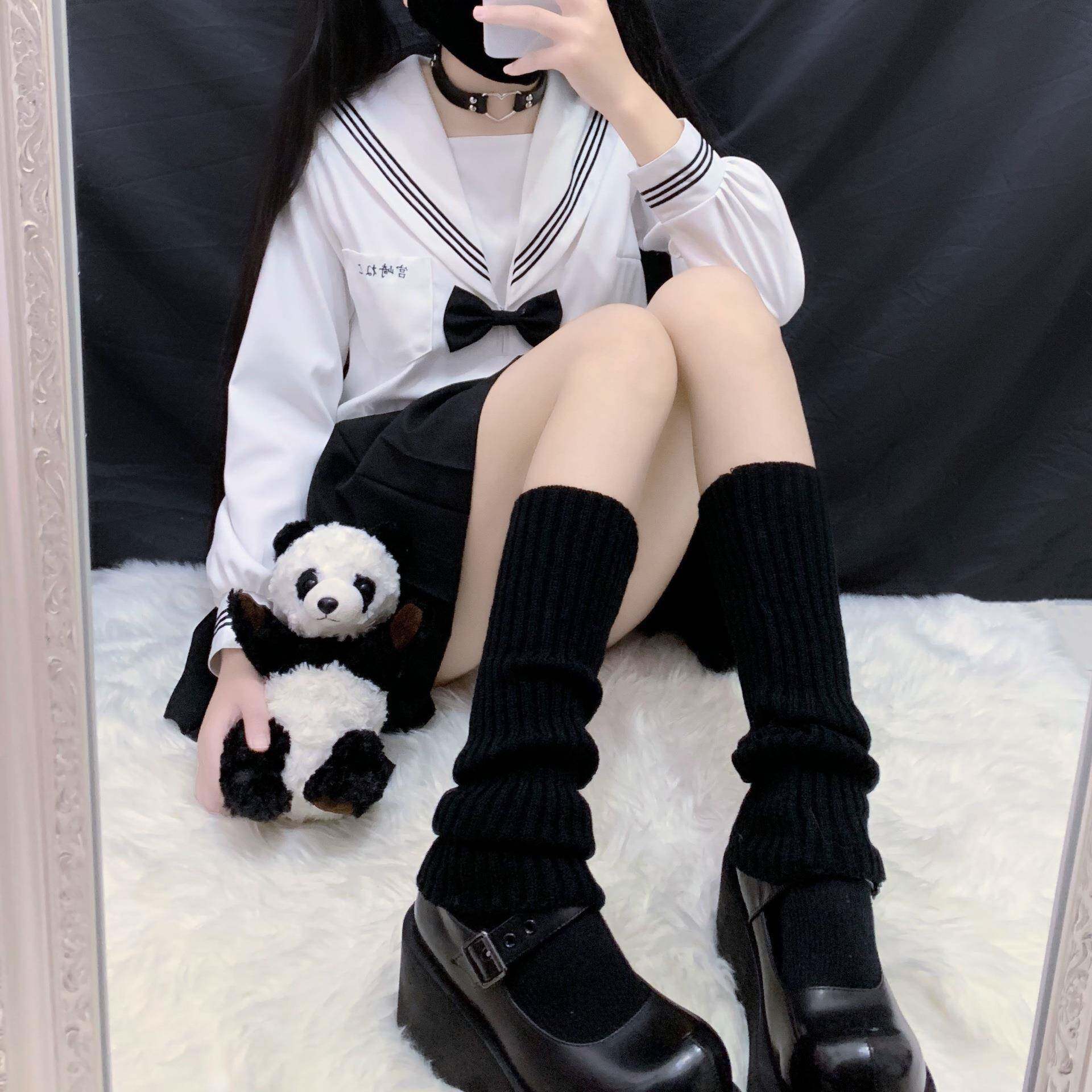 甜美软妹毛球堆堆袜洛丽塔护膝袜套小腿袜子中筒秋冬日系
