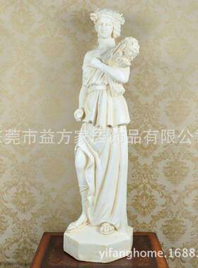欧式风格仿古白色仕女抱麦穗摆件客厅书房新房摆件家居装饰摆件