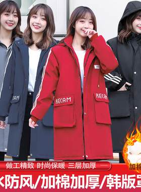 防水加棉加厚罩衣大人女冬季加绒保暖厨房围裙长袖韩版时尚工作服
