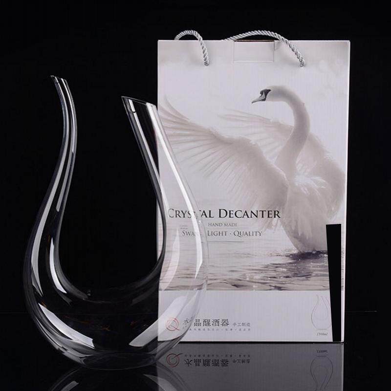 正品水晶高脚杯酒杯红2礼盒u形滗水器无玻璃酒套杯礼品礼铅品