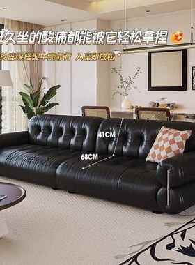 古中风黑黑色云黑朵沙发生态皮ZCO客厅法式糖复古大牛沙发