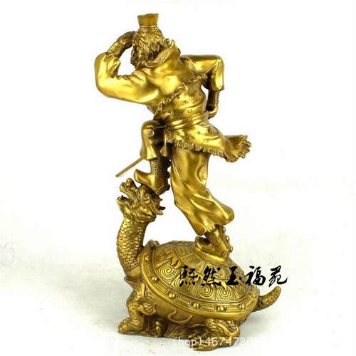 纯铜孙悟空龙头龟摆件黄铜齐天大圣风水家居装饰工艺品摆件