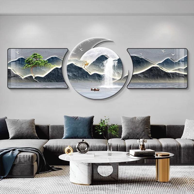 包安客厅装饰画 画款三RZX联大画 画气寓意现代新挂画 画装简约沙