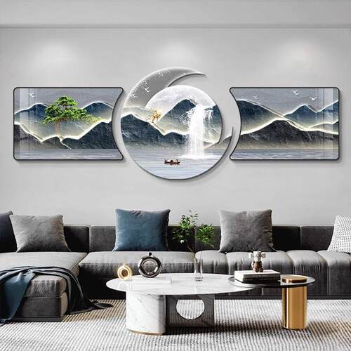 包安客厅装饰画 画款三RZX联大画 画气寓意现代新挂画 画装简约沙