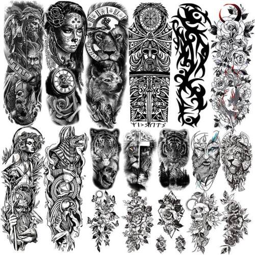 Full Arm Temporary Tattoos Sleeve For Men Women Realistic