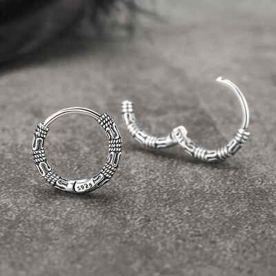 Vintage 925 Sterling Silver Hoop Earrings Pattern Earring Fo