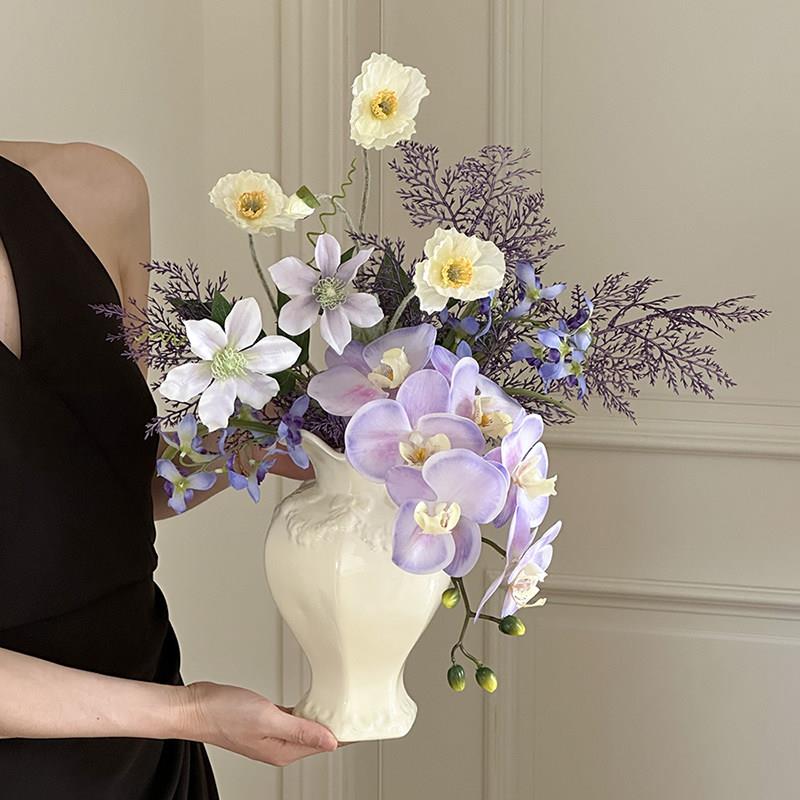 法式花束客厅插花花瓶花艺仿真花轻奢高级假花摆设装饰摆件餐桌花
