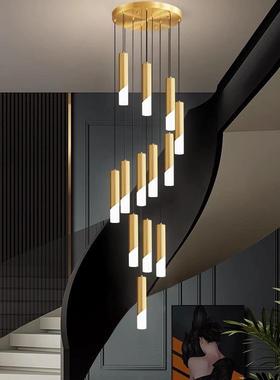 楼墅间梯吊灯代轻奢简约38443精致吊灯复式现楼别挑空楼梯旋转长
