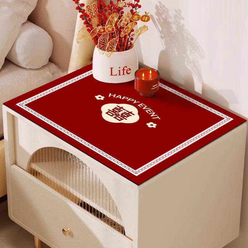 结婚床头柜盖布婚房装饰吸水桌布卧室红色喜庆防尘罩喜字保护垫子,居家布艺,床头柜盖布,淘宝优惠券,粉丝福利购,淘宝优惠卷