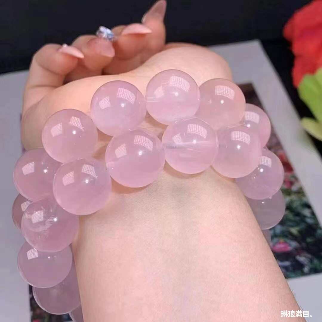 天然粉晶手链星光粉水晶手链颜色清新晶体通透粉嫩少女心手串配件