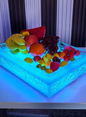 LtED发光亚克力果盘冰封水果碟透明冰小吃碟kv酒吧纹坚XG873549盘