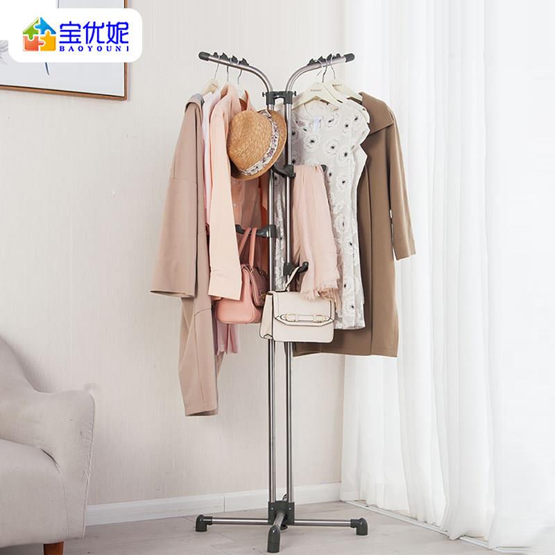 不锈钢衣帽架落地卧室转角不占地可移动家用睡觉放衣服床头挂衣架