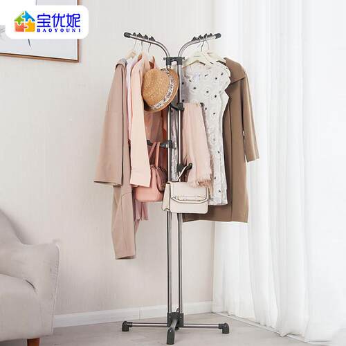 不锈钢衣帽架落地卧室转角不占地可移动家用睡觉放衣服床头挂衣架