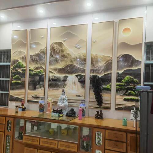 中堂画 画客厅流水生财挂画 画新中式农村堂屋大气山水装饰画 画