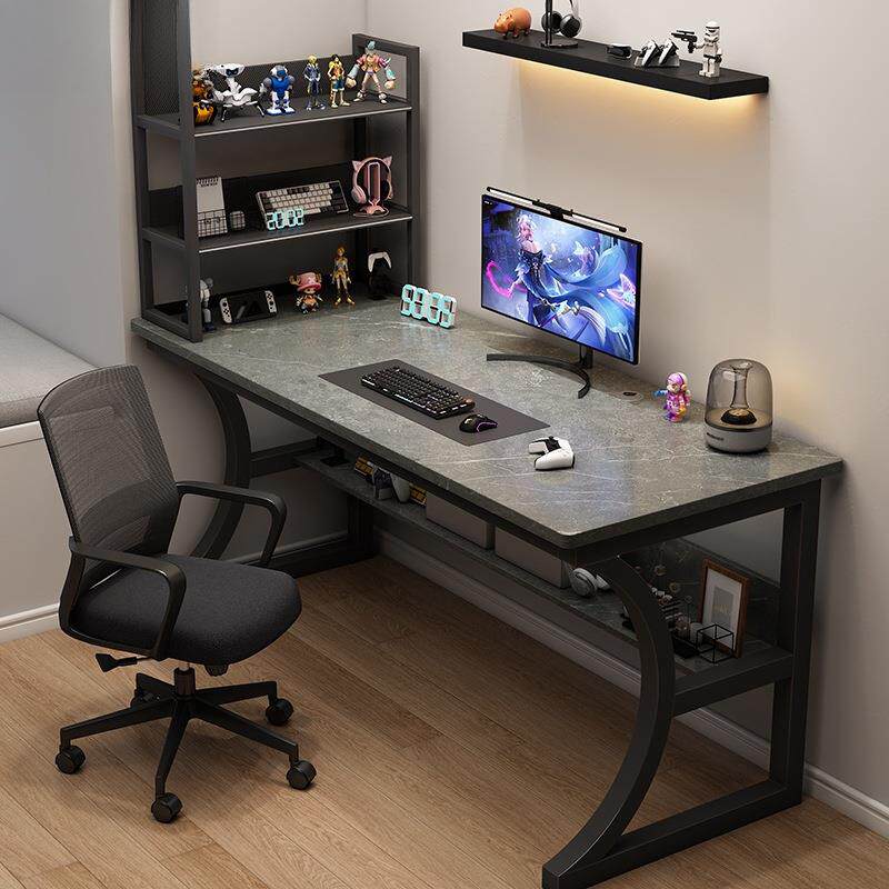 电脑桌台式电竞桌子家用带置物架办公桌椅简易书桌卧室学习写字桌