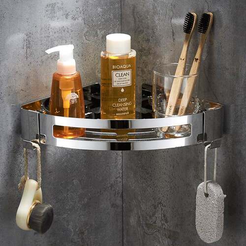 洁西特不锈钢三角置物架卫生间收纳整理卫浴扇形转角篮浴室置物架