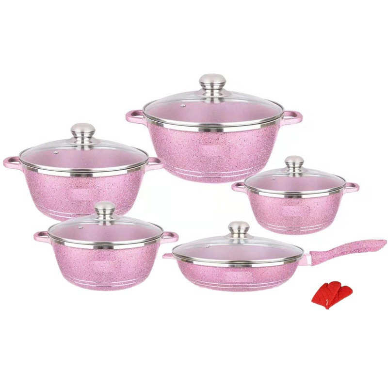 12pcs cookwareset 件套 套装锅具铝制不粘锅大理石麦饭石套锅