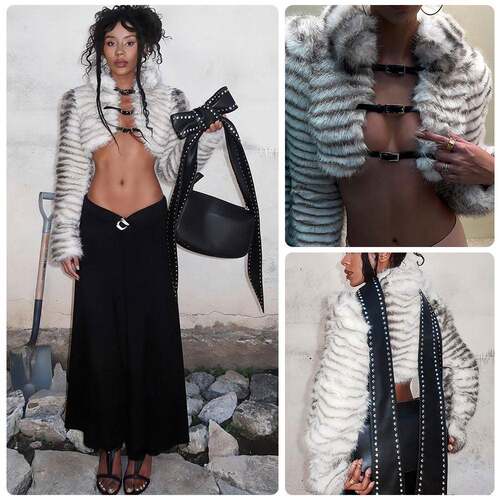 Women's Metal Buckle Belted Coat, Jackets