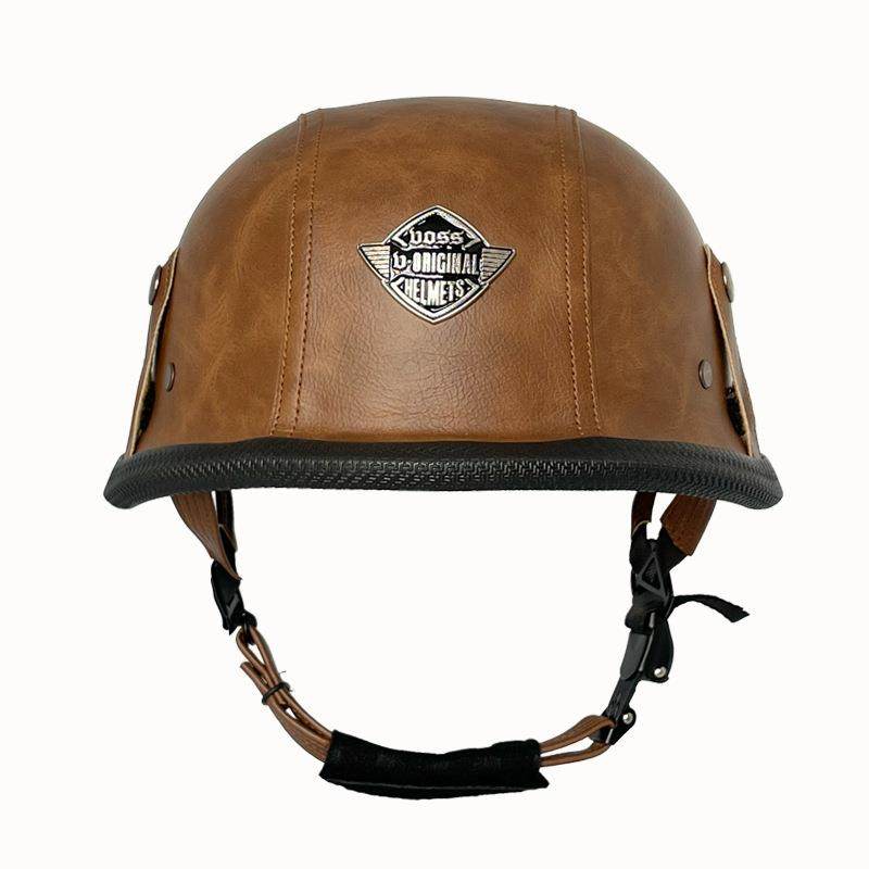 VOSS新3C认男女成子人复IBY古国钢盔机车太盔德手工皮证帽半盔