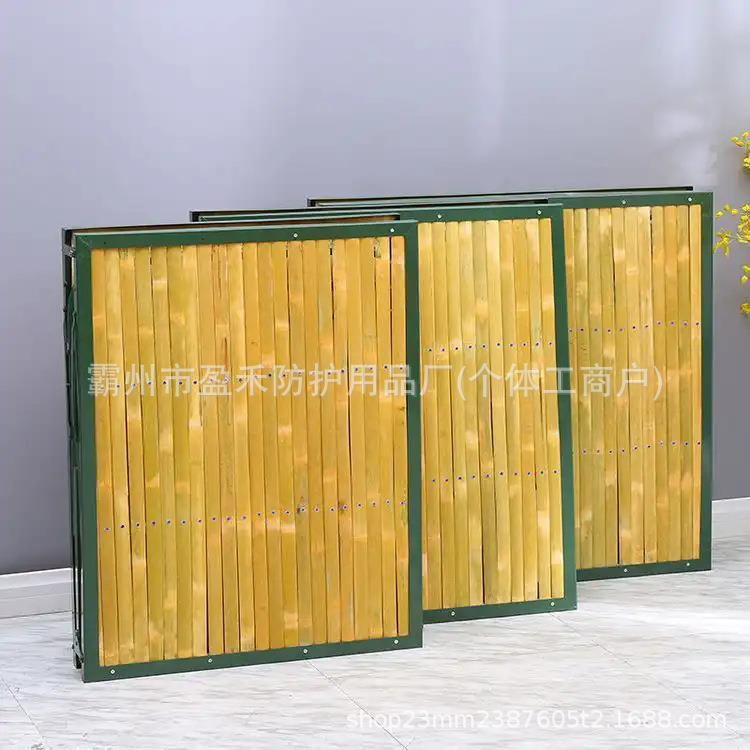 加厚锁扣挂钩单人折叠竹板床抗震防洪救灾折叠床户外便携式竹条床