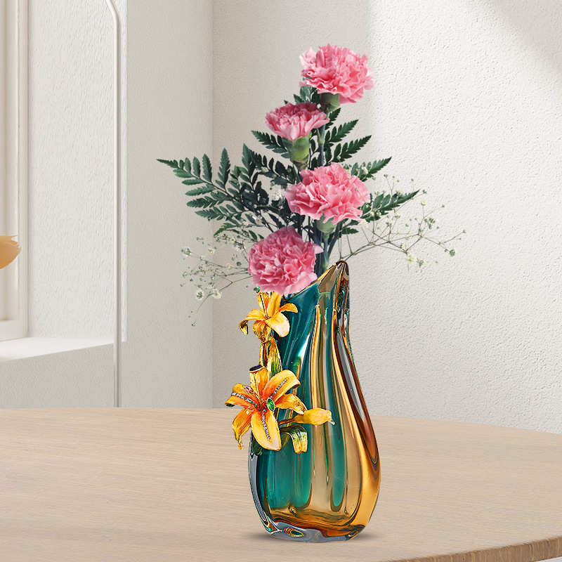 精选珐琅彩花瓶高级手工制作软装摆件客厅电视柜酒柜工艺品批发