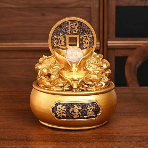 小型桌面流水摆件办公室转运珠加湿聚宝盆循环水前台客厅开业礼品