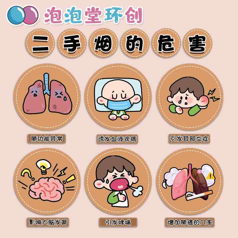 幼儿园小学吸烟有害健康二手烟的危害教育宣传世界无烟日海报贴画