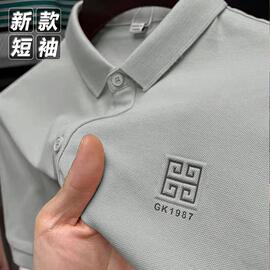 100%纯棉短袖t恤男士，夏装纯白色青年人，简约休闲上衣开叉polo衫潮