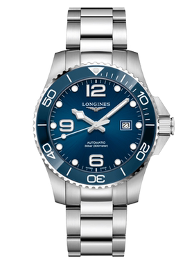 全套[9.8新盒证]浪琴康卡斯精钢自动机械手表男L3.782.4.96.6蓝面