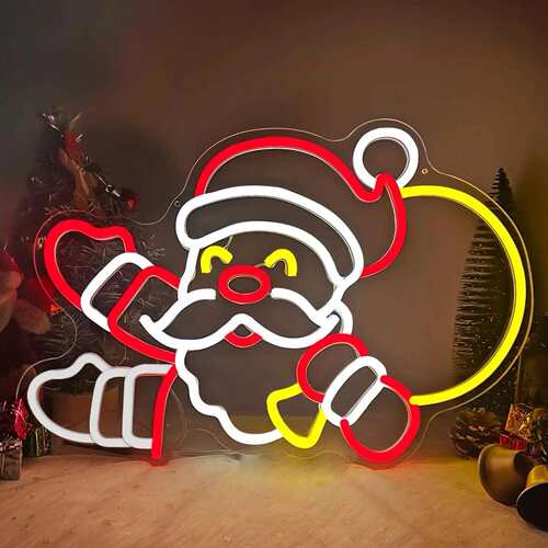 外贸跨境工厂直发圣诞节霓虹灯圣诞老人LED灯牌merry christmas灯