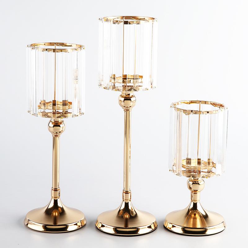 跨境欧式长条水晶烛台酒店婚庆乔迁品质家居生活桌面布置摆件用品