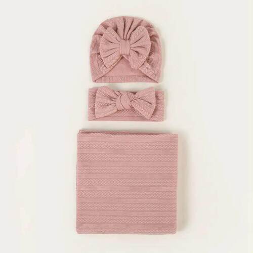 Baby blanket and hat headband set