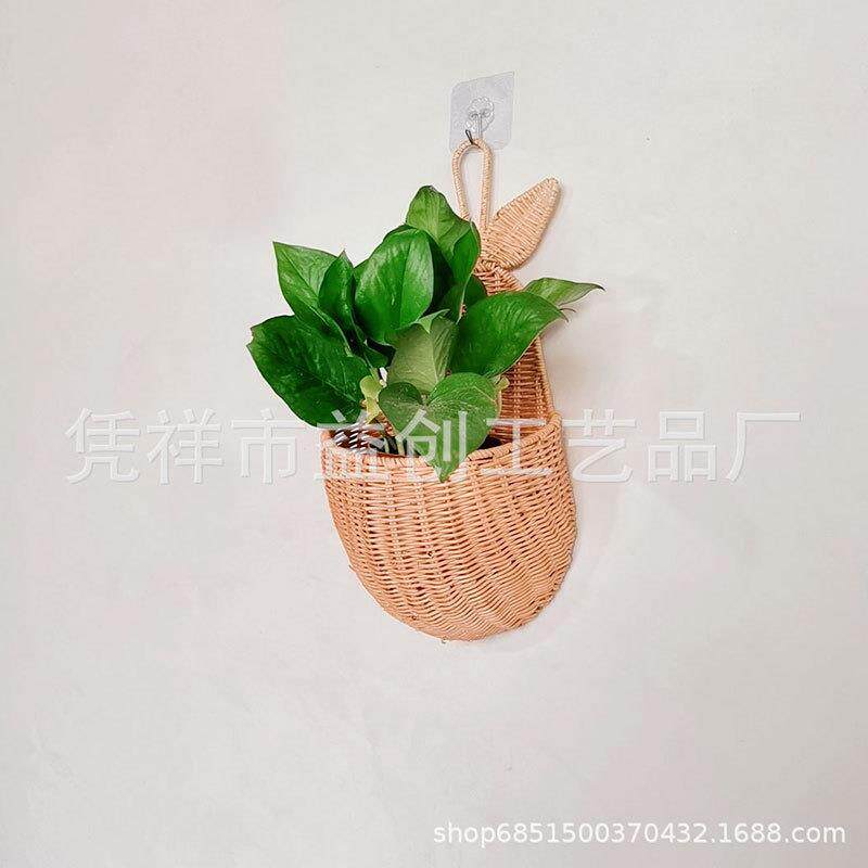藤编挂式置物架浴室壁挂整理架厨房收纳置物架家装饰品摆件墙上