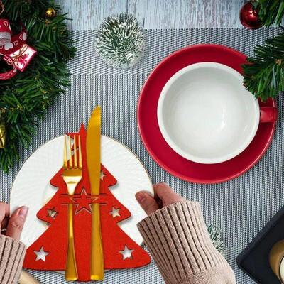 Christmas Cutlery Holder Knife and Fork Pocket Bag Cutlery C