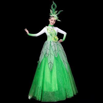 正品开舞大摆裙女歌成人新款大气伴蹈舞演出服装大型舞舞场台表演