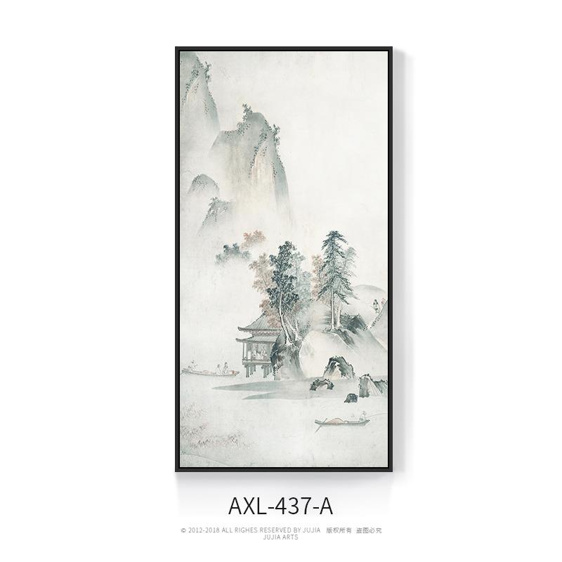 入户玄关装饰画新中式挂画禅意山水画走廊过道尽头墙面壁画中式画