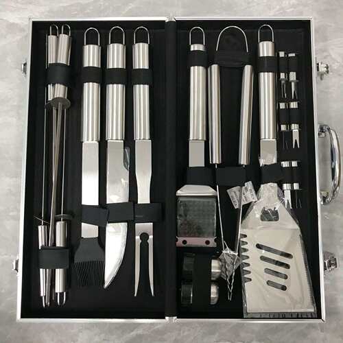 上新不锈钢烤具铝箱套装 烤具组合叉子铲签夹子野营烤具BBQ套装