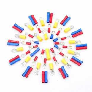 1200pcs冷压端子叉型U型Y型预绝缘接线端子铜芯接线鼻子线耳套装