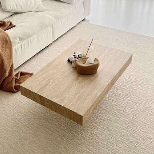 北欧现代洞石岩板茶几简约亚克力悬浮桌极简长方形茶桌极简小户型