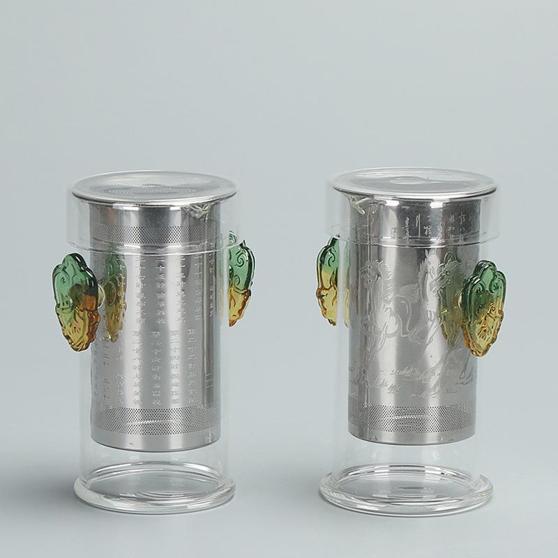 耐高温玻璃36计茶艺杯不锈钢内胆红茶泡过滤泡茶器玻璃茶壶飘逸杯