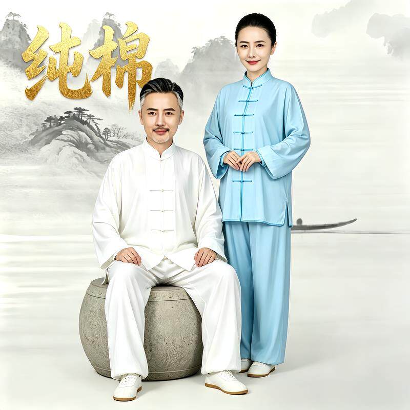 新款夏季纯长袖太极服透气薄款武术练功服男女士晨练套装