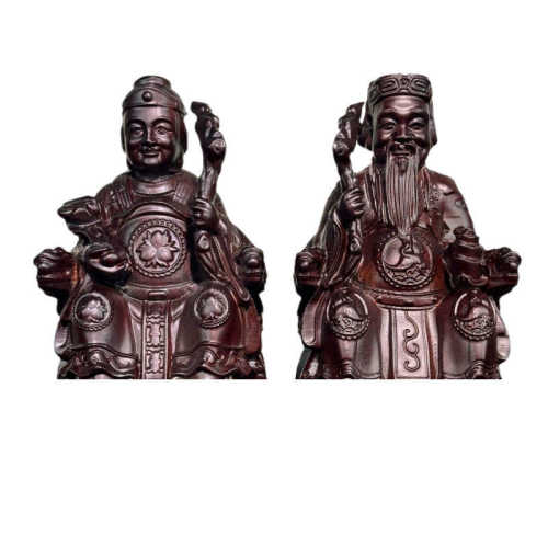 黑檀木花梨木雕刻土地公土地婆家居供奉财爷像摆件木雕工艺品
