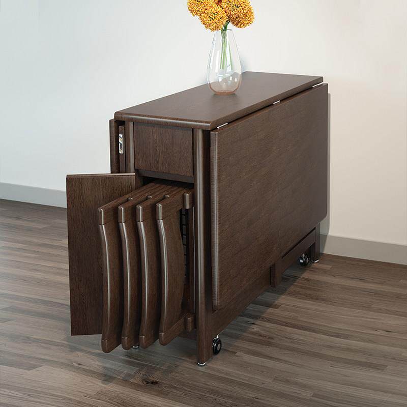 金丝胡桃木全实木折叠餐桌椅长方形伸缩现代简约家用小户型饭桌子