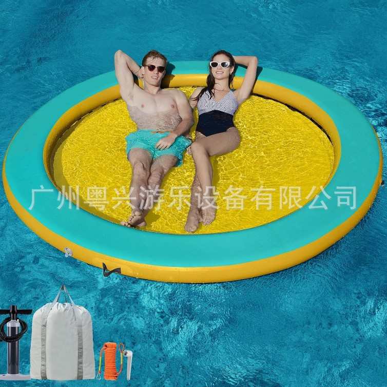 新款泳池躺椅 拉丝PVC充气平台便携式充气浮台 充气水吊床