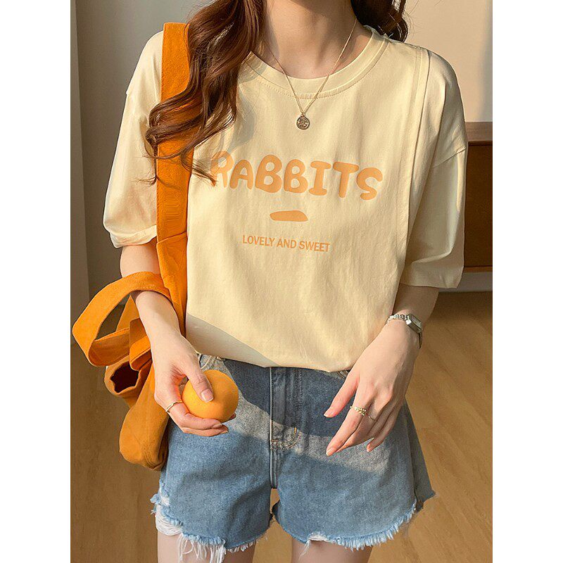 宽松大码隐形侧开口哺乳T恤短袖衣外出夏季喂奶上衣服外穿期半袖