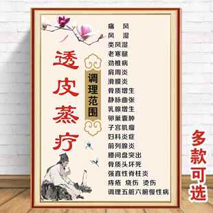 透皮蒸疗调理范围竖向海报贴纸中医养生馆熏蒸馆理疗店装饰画自粘