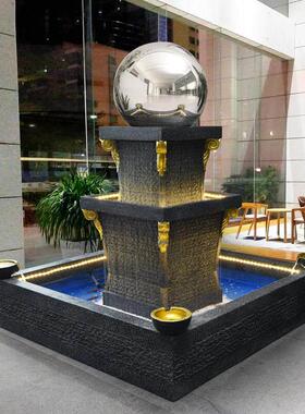 大型圆球转动流水摆件欧式家居庭院鱼池景观装饰玄关转运球喷泉